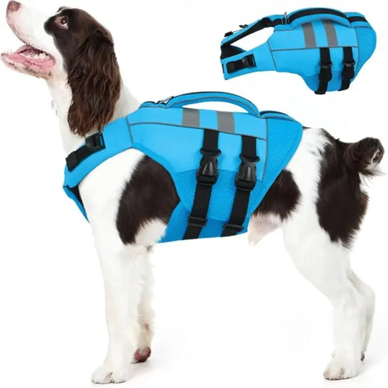 Kuoser Dog Life Jacket Large, High Flotation Puppy Safety Vest for Swimming Boating, Reflective Water Vest Pet Life Preserver with Rescue Handle