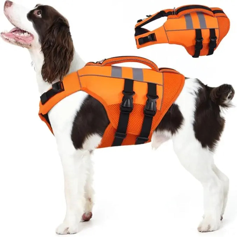 Kuoser Dog Life Jacket Large, High Flotation Puppy Safety Vest for Swimming Boating, Reflective Water Vest Pet Life Preserver with Rescue Handle