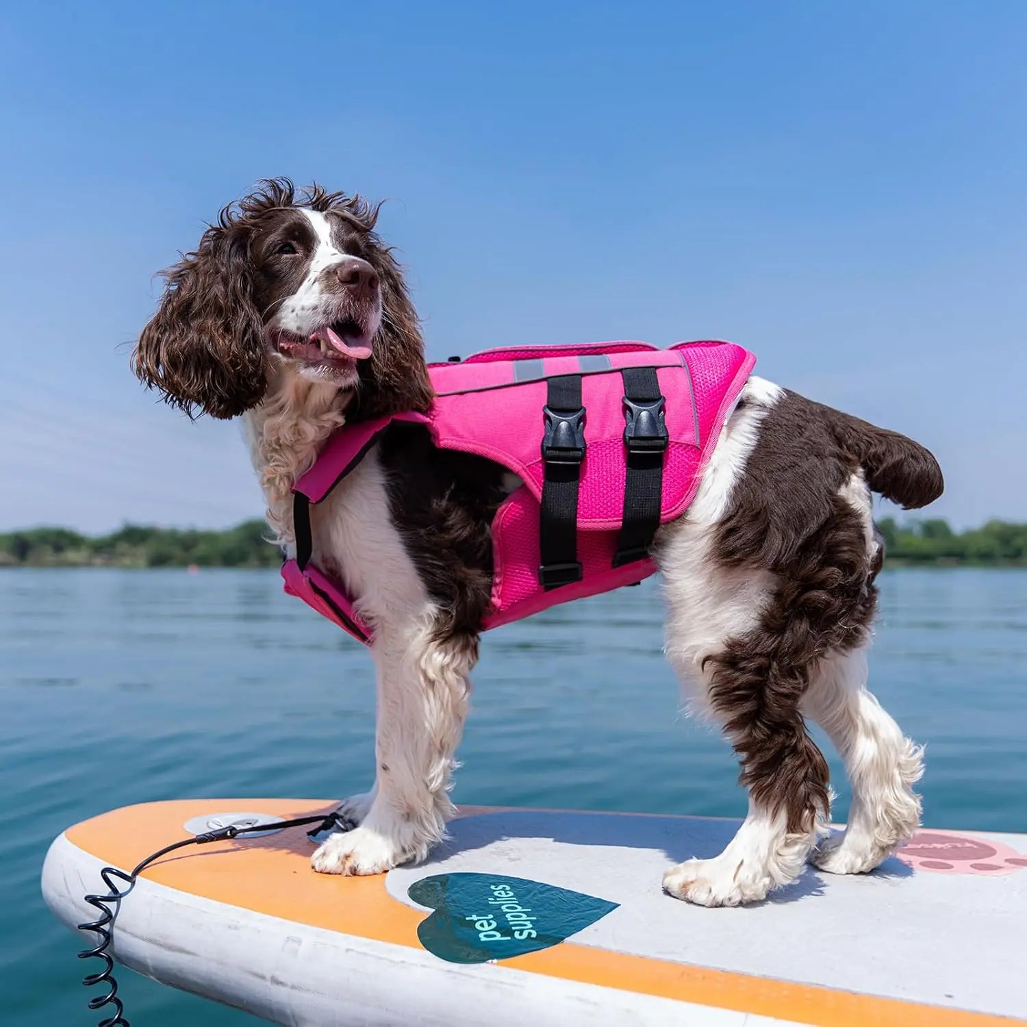 Kuoser Dog Life Jacket Large, High Flotation Puppy Safety Vest for Swimming Boating, Reflective Water Vest Pet Life Preserver with Rescue Handle