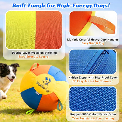 Hap Tim Herding Ball for Dogs Interactive Large Dog Ball with Handles Durable Outdoor Training Dog Toy for Medium to Large Dogs Corgis Australian Shepherd Cattle Dog Border Collie & Horses (NOT for Aggressive Chewing)