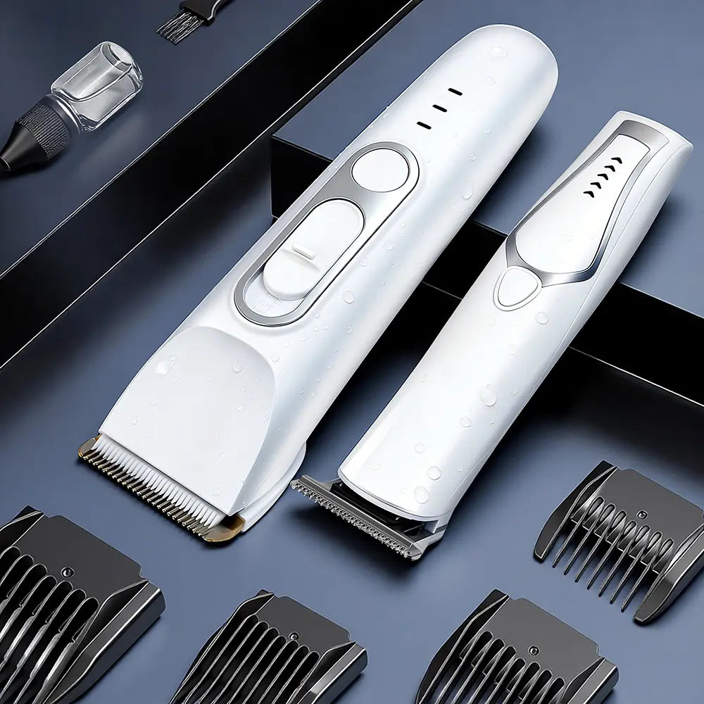 Pet Grooming Kit with 3-In-1 Function Includes 2 Trimmers 15 Accessories Positioning Combs High-Speed 5800 RPM Motor Rechargeable Battery Waterproof Durable Electric Pet Paw Trimmer Rechargeable Pet Trimmer Paw Grooming Trimmer