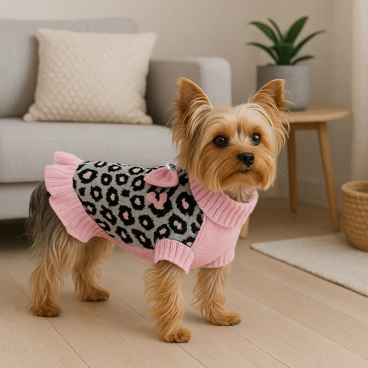 1Pc Adorable Christmas Red Check Dog Sweater Dress with Bow for Small Dogs Winter Warm Dog Turtleneck Sweater Soft Puppy Knitwear Clothes Cute Doggie Dresses for Teacup Dog Yorkie Chihuahua Poodle