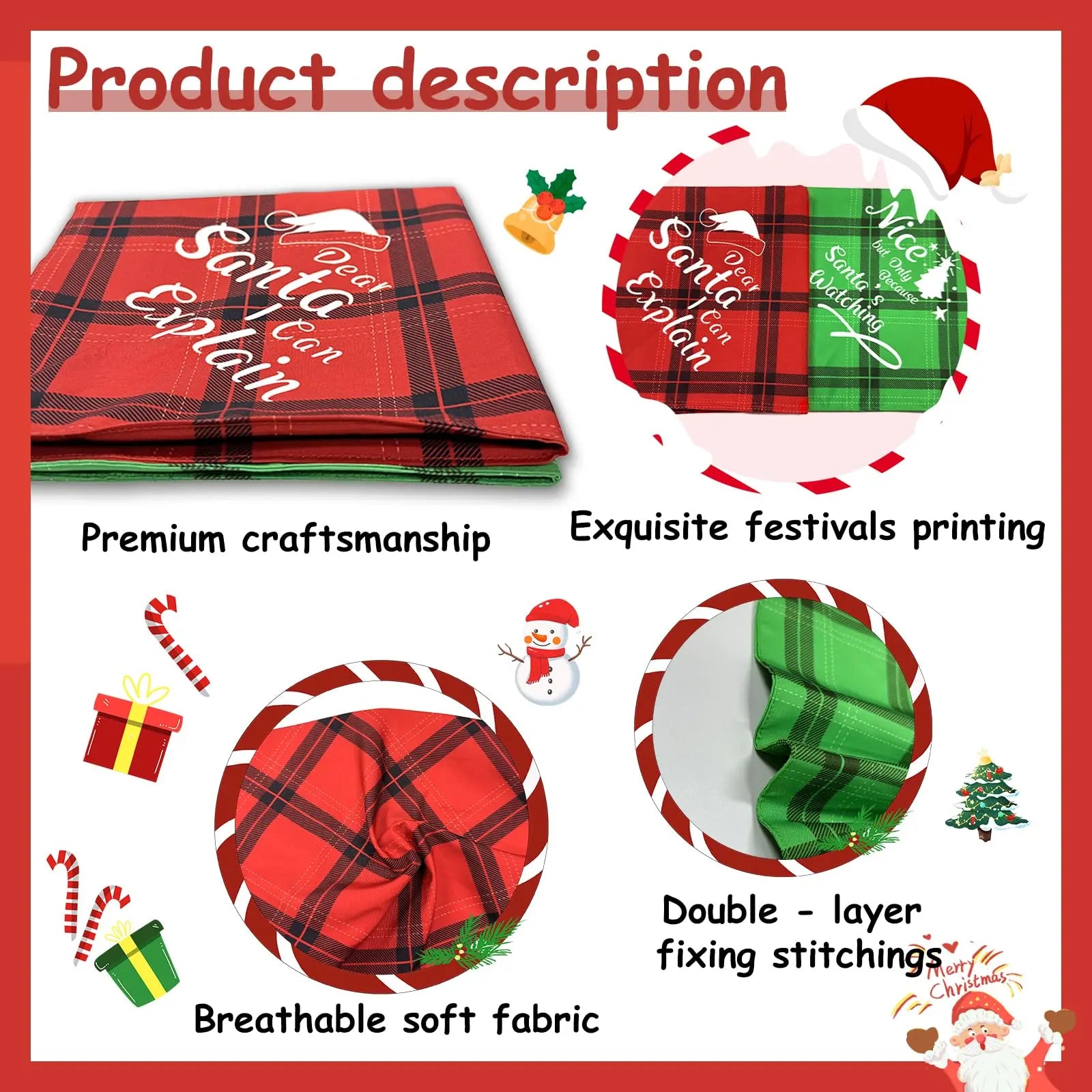 Christmas Dog Bandanas Funny, Dog Christmas Scarf 2 Packs, Pets Christmas Plaid Décor for Medium Large Dogs