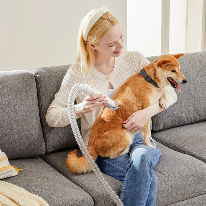 Pet Grooming Vacuum Kit with Cordless Low Noise Dog Clippers, 2.5L Cup, 3 Suction Modes, and 5 Groomer Tools, Hair Trimmer
