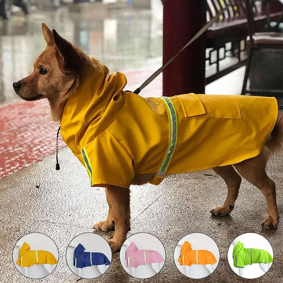 Reflective Strip Dog Raincoat, Waterproof Hooded Pet Raincoat, Breathable Outdoor Pet Raincoat for Small Medium Large Dogs, Dog Clothing, Clothes, Pet Supplies
