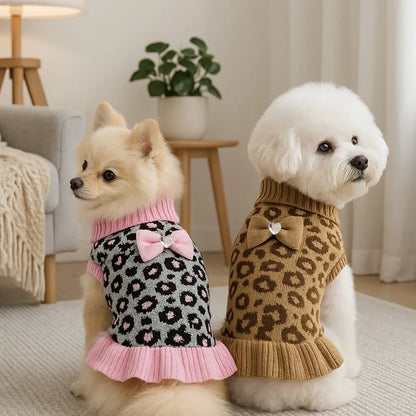 1Pc Adorable Christmas Red Check Dog Sweater Dress with Bow for Small Dogs Winter Warm Dog Turtleneck Sweater Soft Puppy Knitwear Clothes Cute Doggie Dresses for Teacup Dog Yorkie Chihuahua Poodle