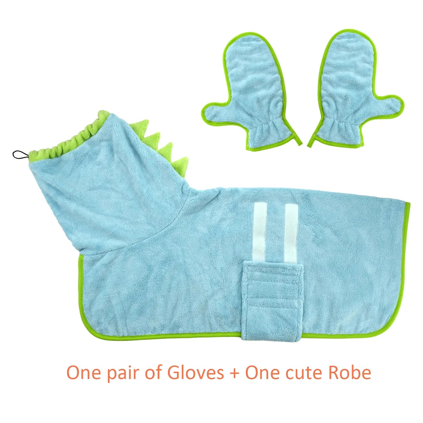 2 Counts Quick-Dry Dog Bathrobe Pet Towels Set, Adjustable Microfiber Robe with Drying Gloves, Ideal for Cold Weather and Beach Swimming Grooming Supplies #GLOBAL PICKS