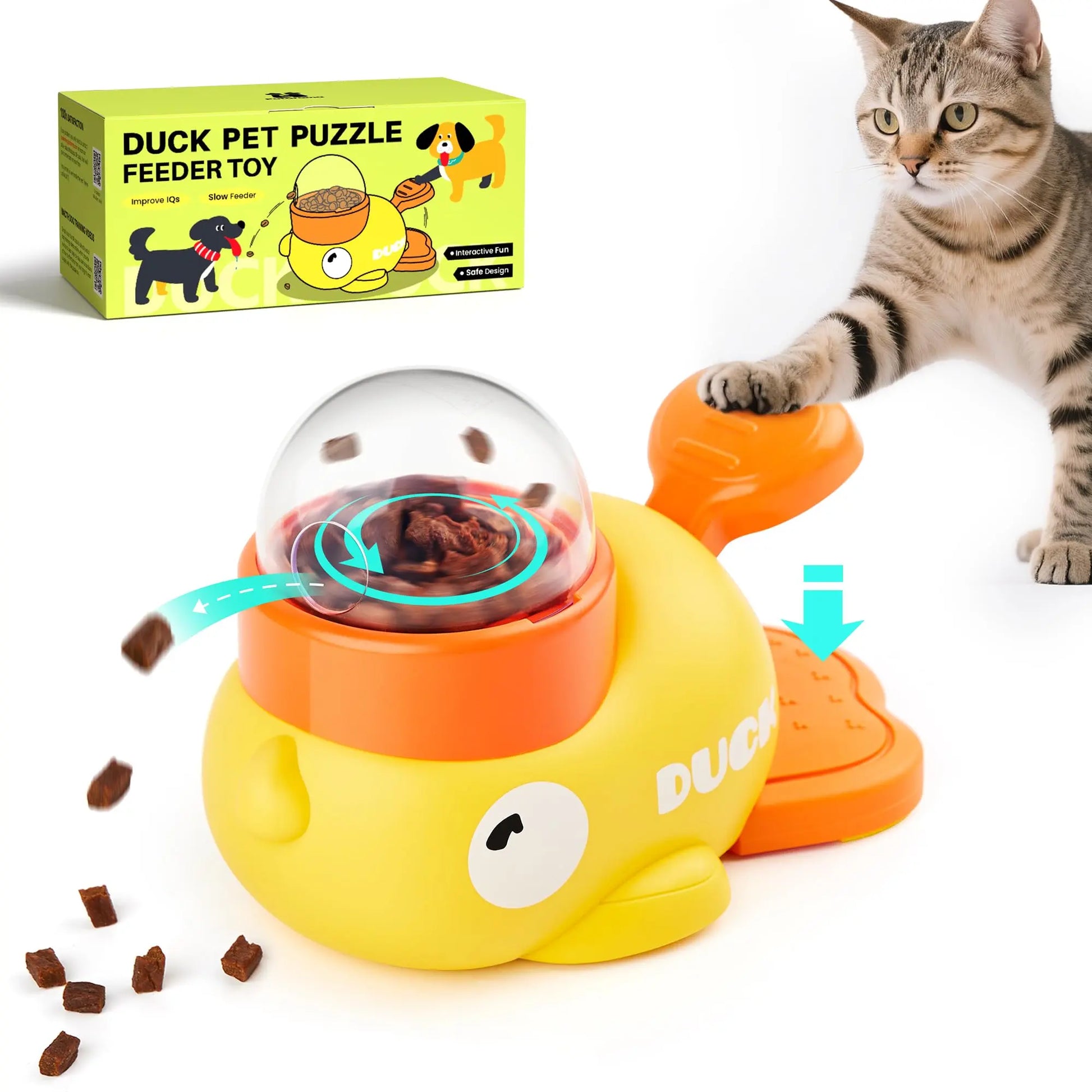Potaroma Interactive Cat Puzzle Treat Dispenser Toy, Duck-Shaped Food Slow Feeder for Cats and Small Dogs Enrichment, IQ Training and Exercise 8.6 Inches #Summervibes #Petlovers