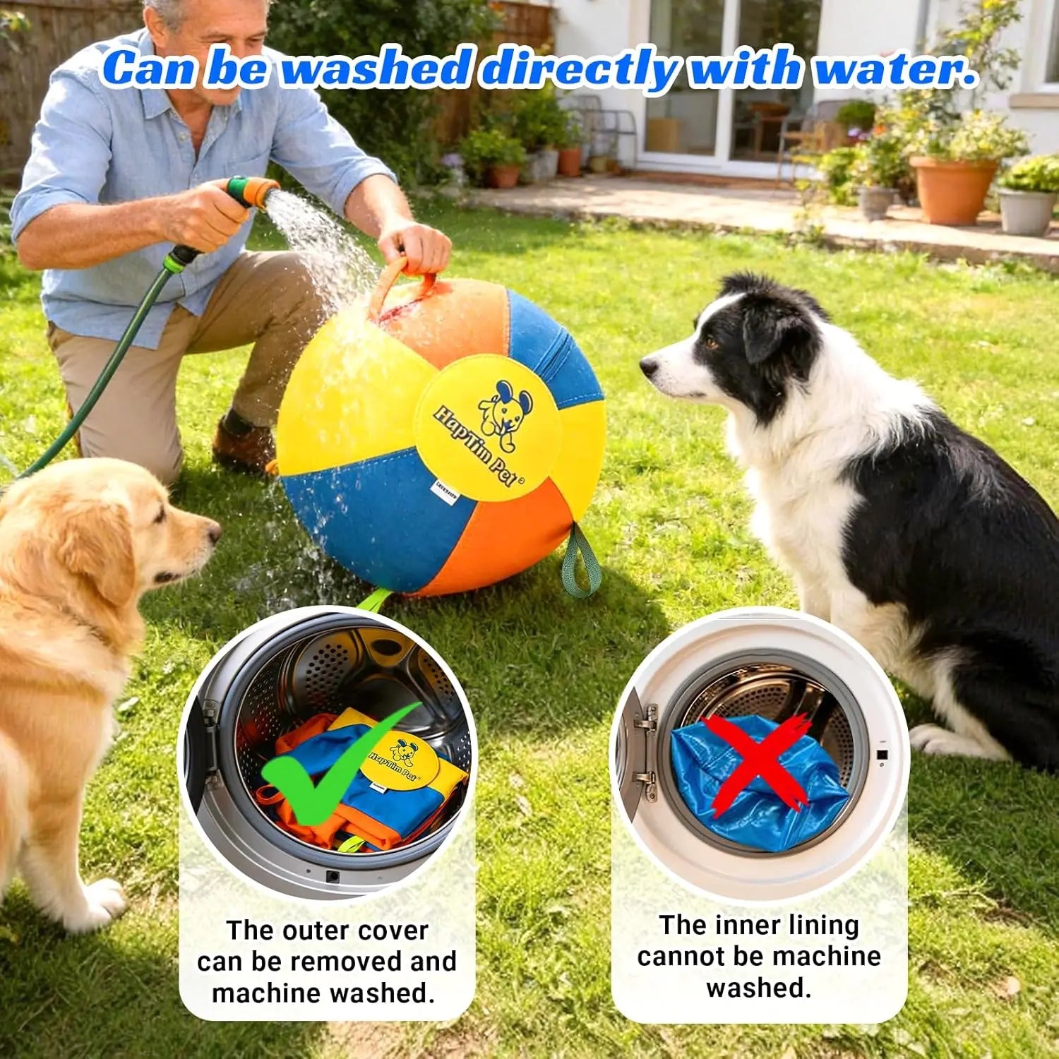 Hap Tim Herding Ball for Dogs Interactive Large Dog Ball with Handles Durable Outdoor Training Dog Toy for Medium to Large Dogs Corgis Australian Shepherd Cattle Dog Border Collie & Horses (NOT for Aggressive Chewing)
