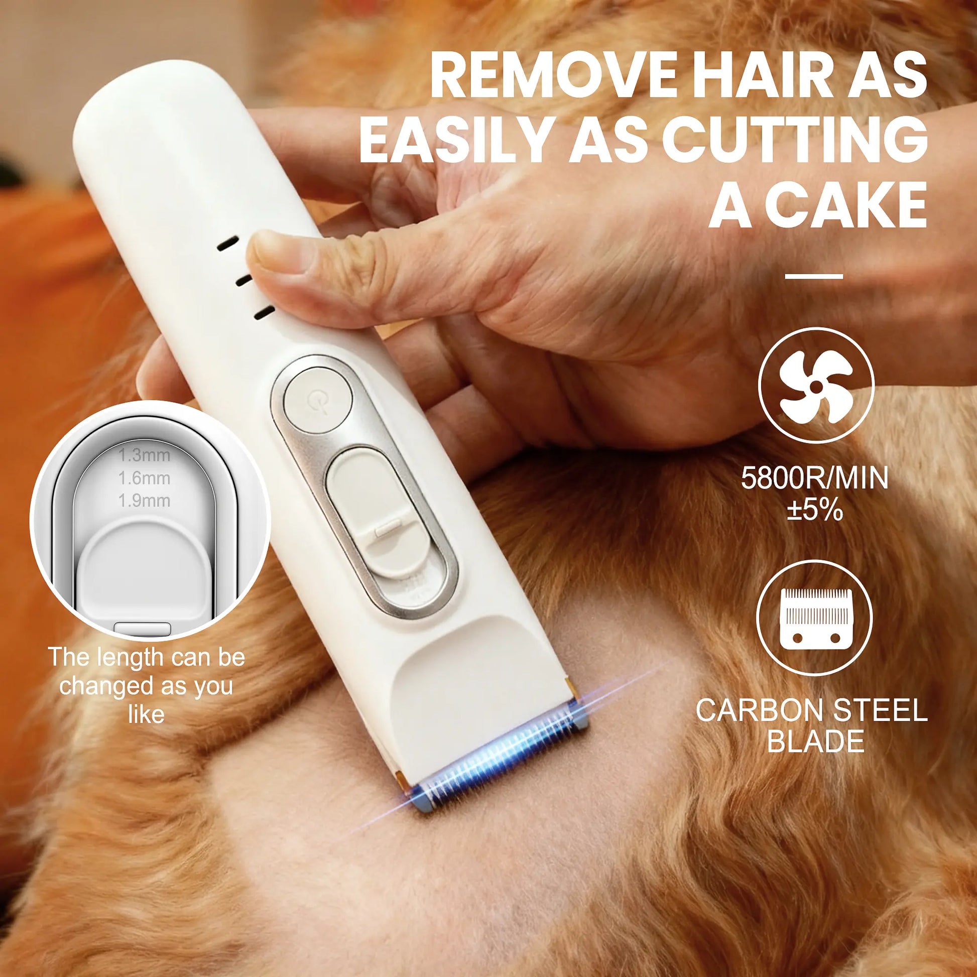Pet Grooming Kit with 3-In-1 Function Includes 2 Trimmers 15 Accessories Positioning Combs High-Speed 5800 RPM Motor Rechargeable Battery Waterproof Durable Electric Pet Paw Trimmer Rechargeable Pet Trimmer Paw Grooming Trimmer