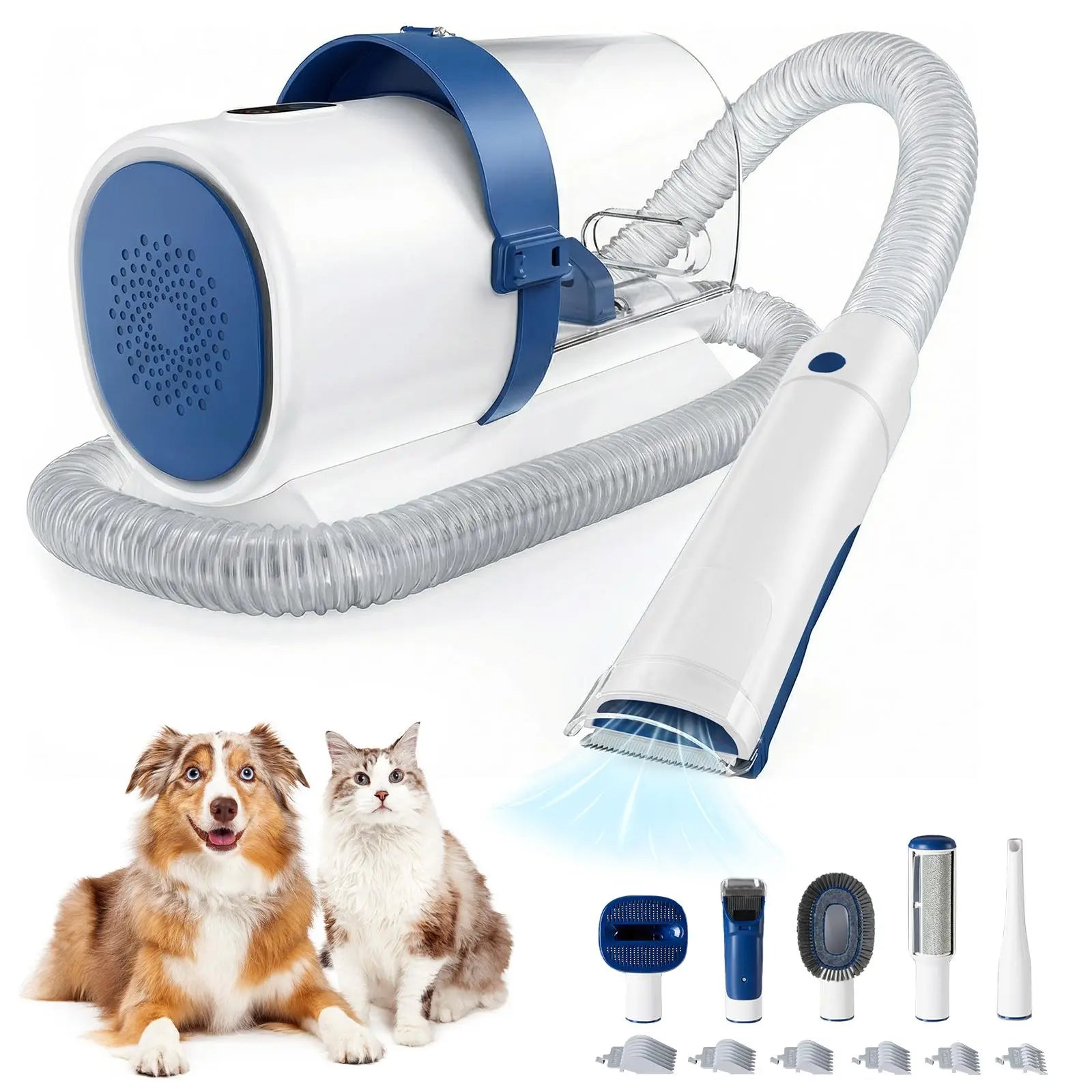 Pet Grooming Vacuum Kit with Cordless Low Noise Dog Clippers, 2.5L Cup, 3 Suction Modes, and 5 Groomer Tools, Hair Trimmer