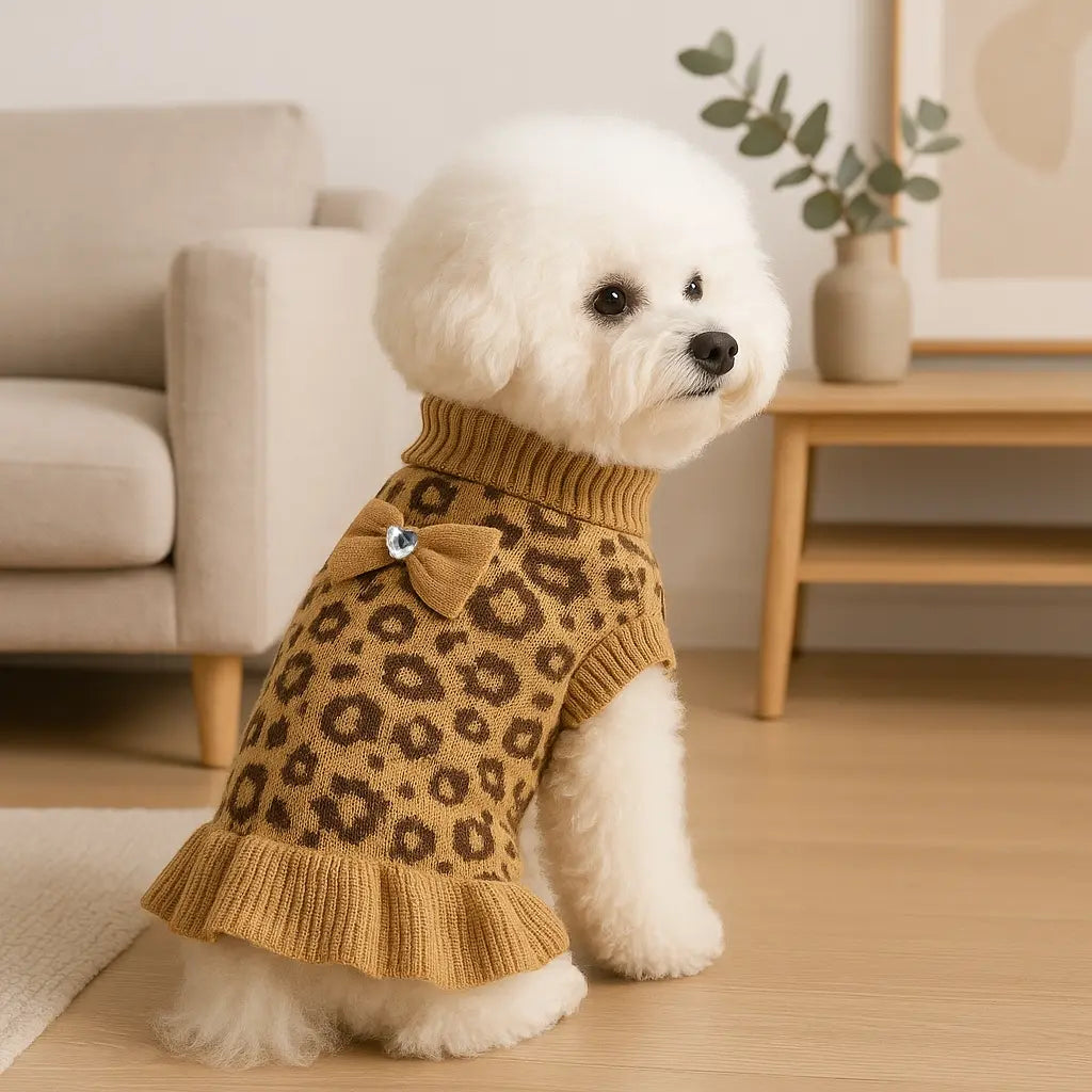 1Pc Adorable Christmas Red Check Dog Sweater Dress with Bow for Small Dogs Winter Warm Dog Turtleneck Sweater Soft Puppy Knitwear Clothes Cute Doggie Dresses for Teacup Dog Yorkie Chihuahua Poodle