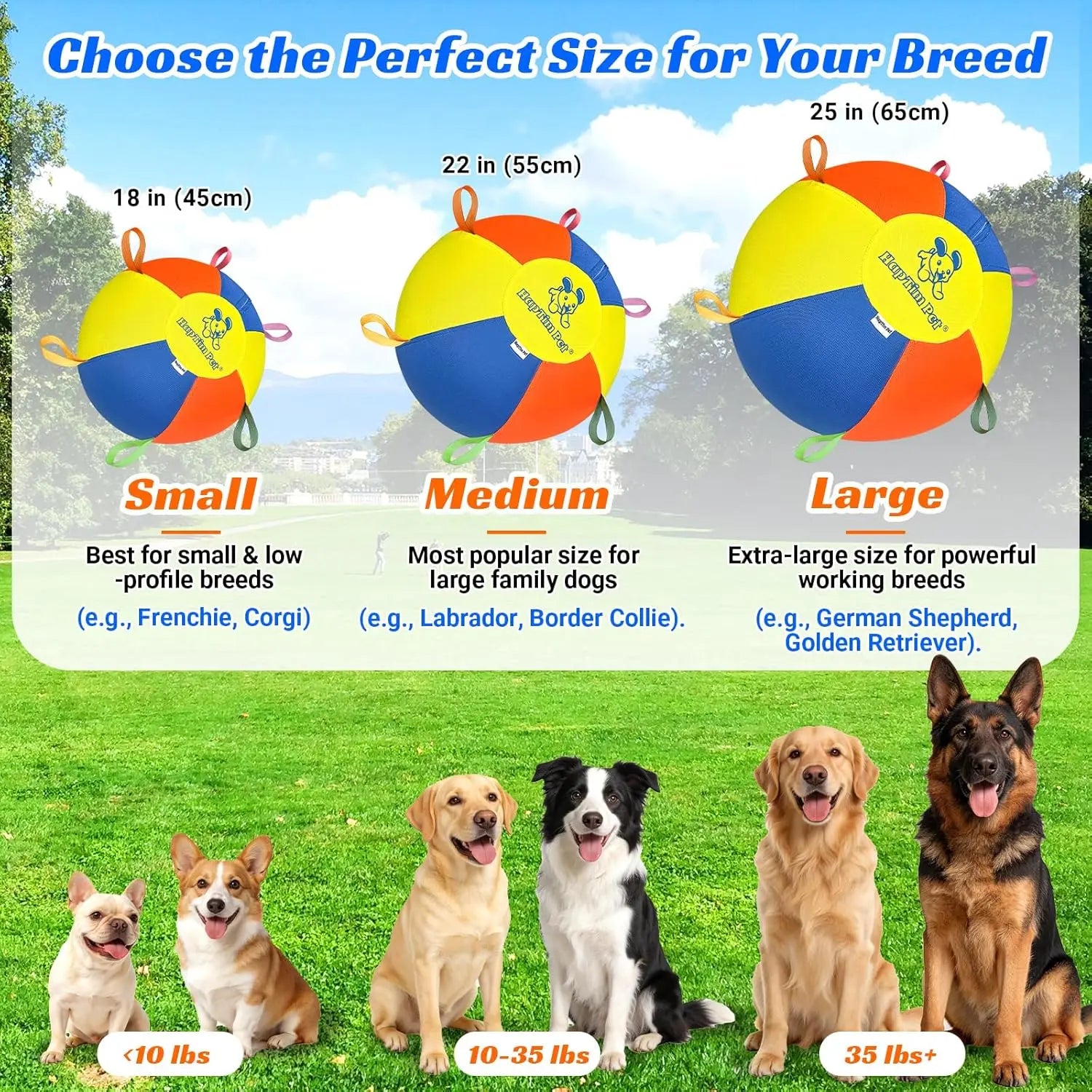 Hap Tim Herding Ball for Dogs Interactive Large Dog Ball with Handles Durable Outdoor Training Dog Toy for Medium to Large Dogs Corgis Australian Shepherd Cattle Dog Border Collie & Horses (NOT for Aggressive Chewing)