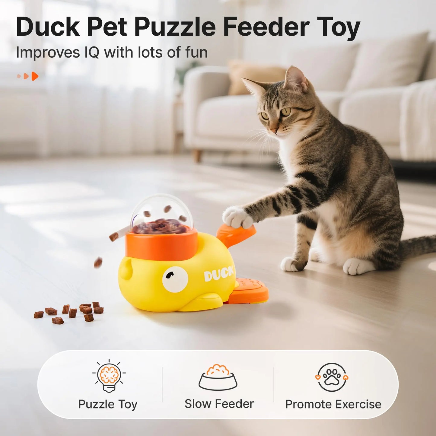 Potaroma Interactive Cat Puzzle Treat Dispenser Toy, Duck-Shaped Food Slow Feeder for Cats and Small Dogs Enrichment, IQ Training and Exercise 8.6 Inches #Summervibes #Petlovers