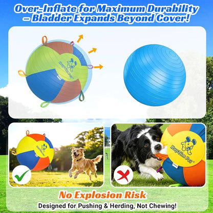 Hap Tim Herding Ball for Dogs Interactive Large Dog Ball with Handles Durable Outdoor Training Dog Toy for Medium to Large Dogs Corgis Australian Shepherd Cattle Dog Border Collie & Horses (NOT for Aggressive Chewing)