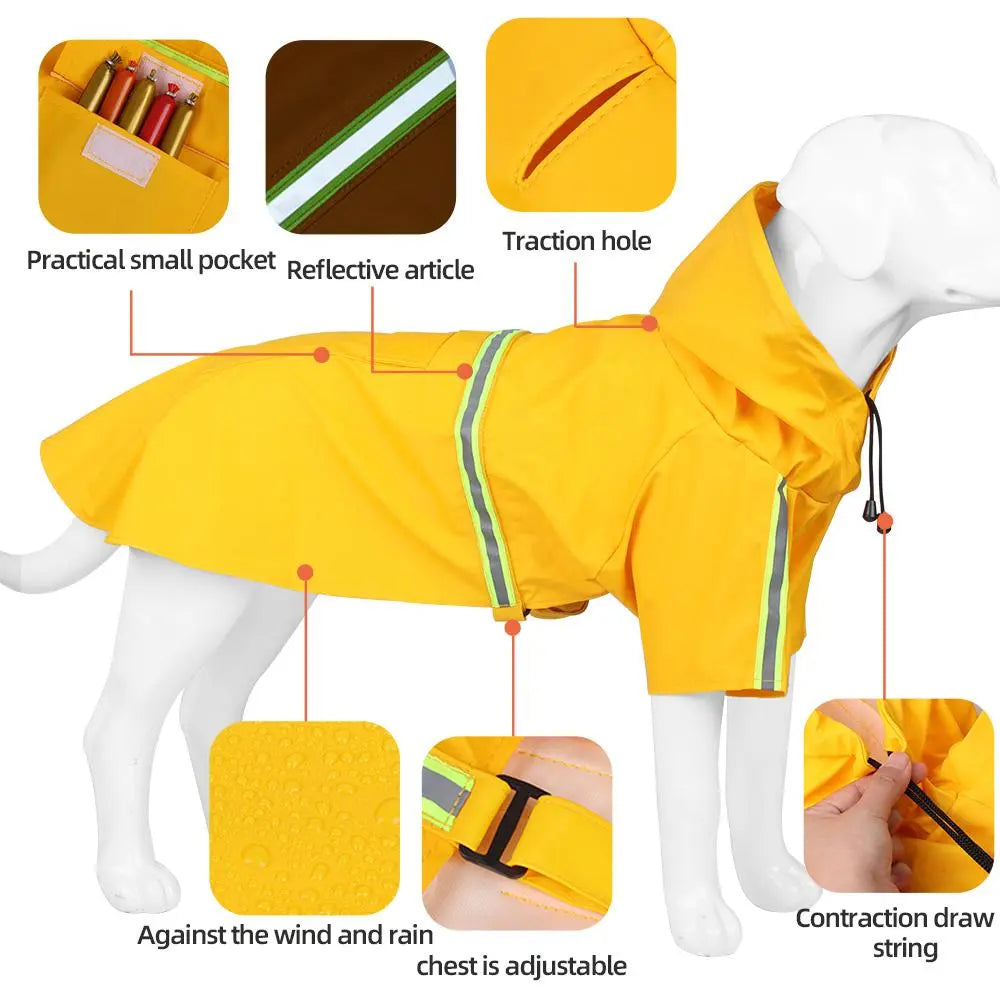 Reflective Strip Dog Raincoat, Waterproof Hooded Pet Raincoat, Breathable Outdoor Pet Raincoat for Small Medium Large Dogs, Dog Clothing, Clothes, Pet Supplies
