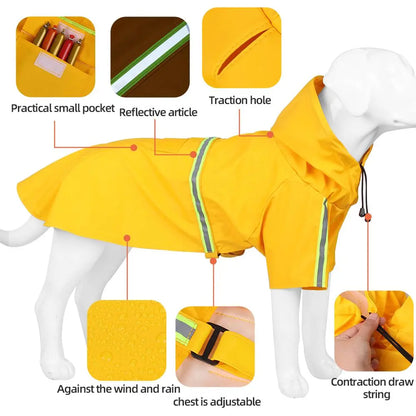 Reflective Strip Dog Raincoat, Waterproof Hooded Pet Raincoat, Breathable Outdoor Pet Raincoat for Small Medium Large Dogs, Dog Clothing, Clothes, Pet Supplies