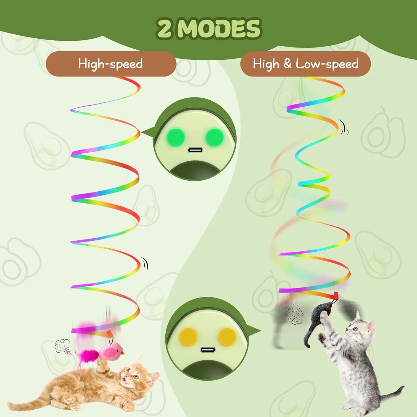 Interactive Cat Toys for Indoor Cats,Electric Hanging Door Clip Kitty Toy(Non Trace Self-Adhesive),Automatic Cat Wand Toy Chase Feather Toys for Bored Indoor Adult & Kitten Cats(Green)