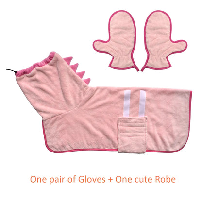 2 Counts Quick-Dry Dog Bathrobe Pet Towels Set, Adjustable Microfiber Robe with Drying Gloves, Ideal for Cold Weather and Beach Swimming Grooming Supplies #GLOBAL PICKS